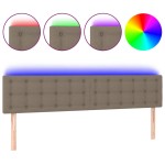 vidaXL Tăblie de pat cu LED, gri taupe, 180x5x78/88 cm, textil