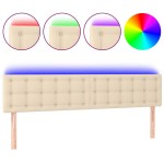 vidaXL Tăblie de pat cu LED, crem, 180x5x78/88 cm, textil