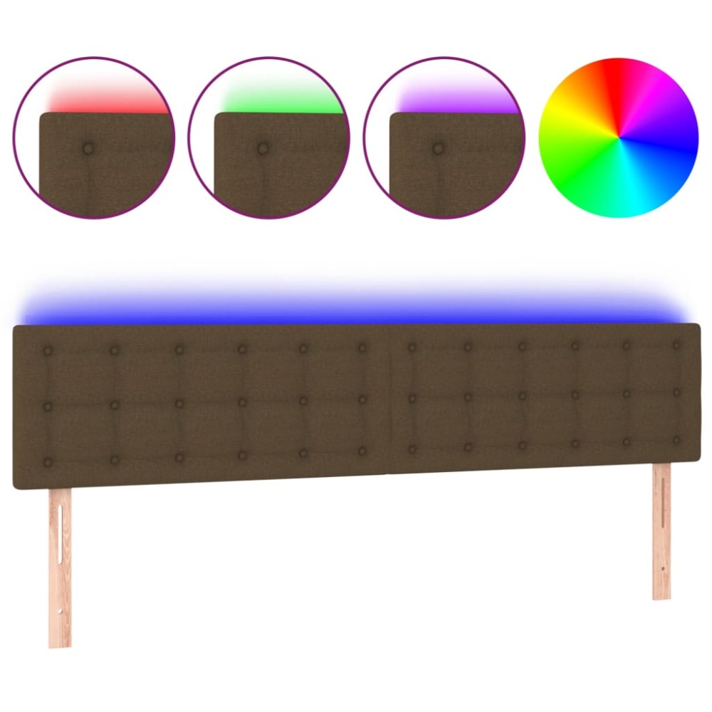 vidaXL Tăblie de pat cu LED, maro închis, 200x5x78/88 cm, textil