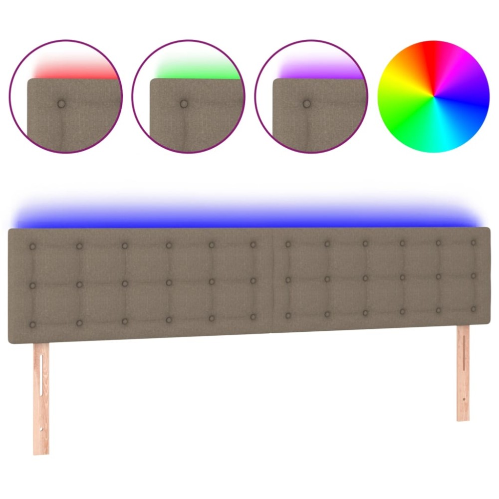 vidaXL Tăblie de pat cu LED, gri taupe, 200x5x78/88 cm, textil