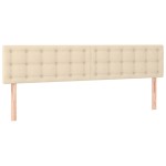 vidaXL Tăblie de pat cu LED, crem, 200x5x78/88 cm, textil