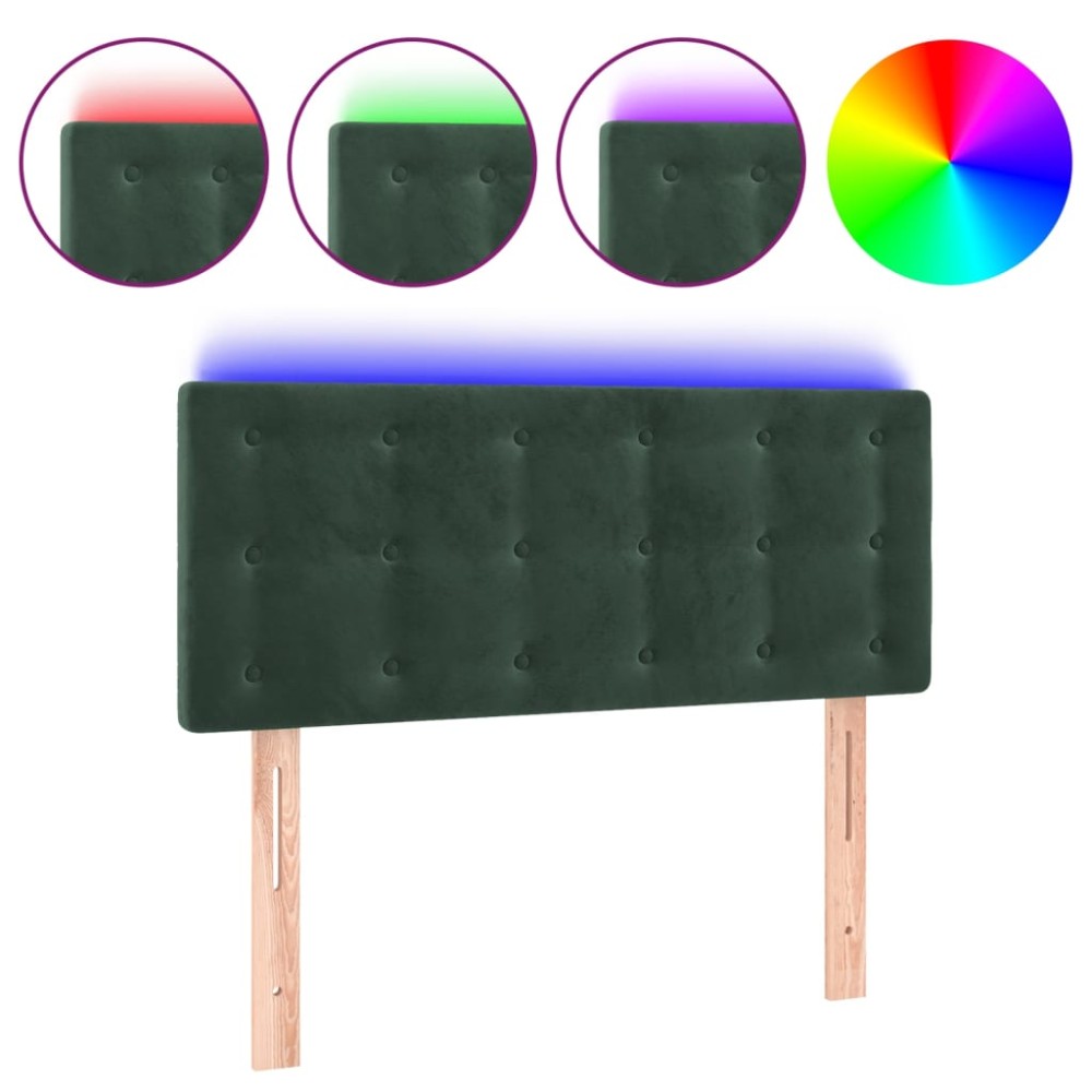 vidaXL Tăblie de pat cu LED, verde închis, 80x5x78/88 cm, catifea