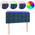 vidaXL Tăblie de pat cu LED, albastru închis, 90x5x78/88 cm, catifea
