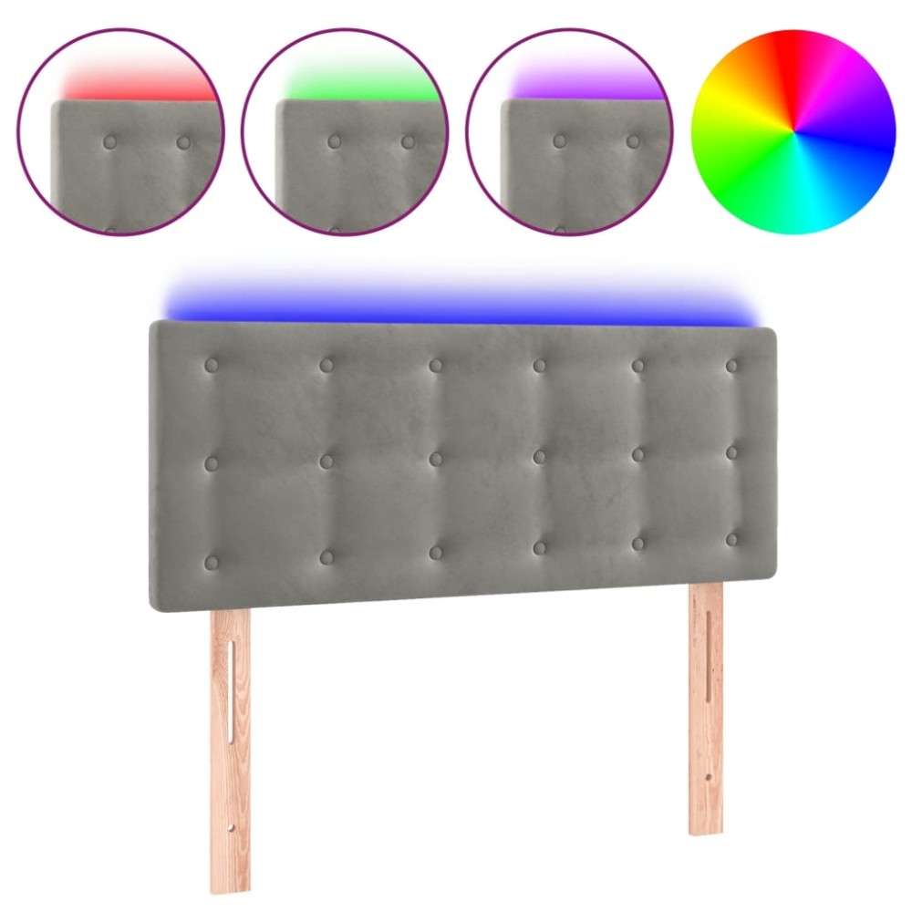 vidaXL Tăblie de pat cu LED, gri deschis, 100x5x78/88 cm, catifea