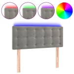 vidaXL Tăblie de pat cu LED, gri deschis, 100x5x78/88 cm, catifea