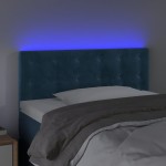 vidaXL Tăblie de pat cu LED, albastru închis, 100x5x78/88 cm, catifea