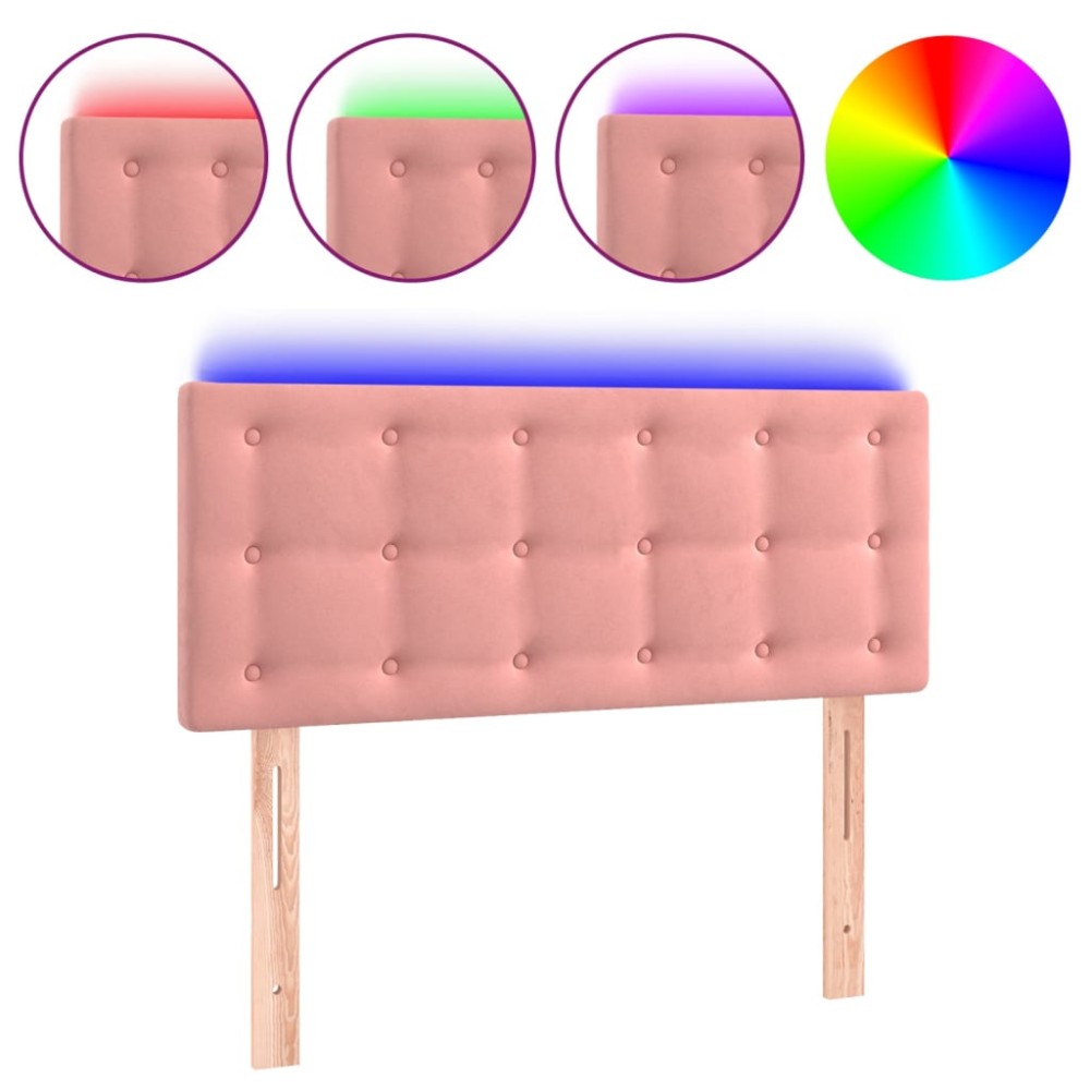 vidaXL Tăblie de pat cu LED, roz, 90x5x78/88 cm, catifea
