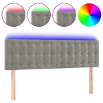 vidaXL Tăblie de pat cu LED, gri deschis, 144x5x78/88 cm, catifea
