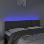 vidaXL Tăblie de pat cu LED, gri închis, 144x5x78/88 cm, catifea