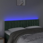 vidaXL Tăblie de pat cu LED, verde închis, 144x5x78/88 cm, catifea