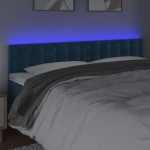 vidaXL Tăblie de pat cu LED, albastru închis, 160x5x78/88 cm, catifea