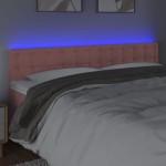 vidaXL Tăblie de pat cu LED, roz, 160x5x78/88 cm, catifea