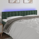 vidaXL Tăblie de pat cu LED, verde închis, 200x5x78/88 cm, catifea vidaXL Tăblie de pat cu LED, verde închis, 200x5x78/88 cm, catifea