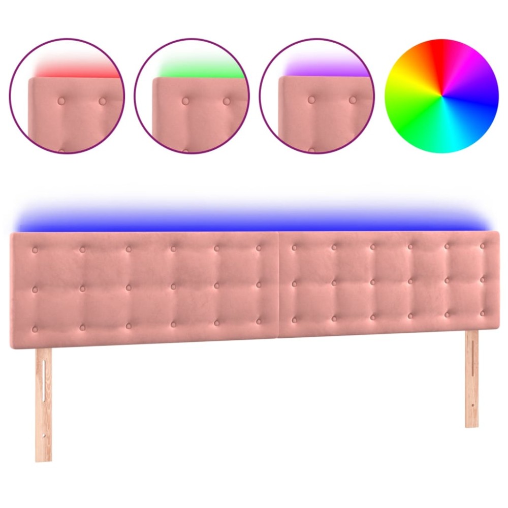 vidaXL Tăblie de pat cu LED, roz, 200x5x78/88 cm, catifea