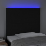 vidaXL Tăblie de pat cu LED, negru, 80x5x118/128 cm, textil