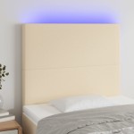 vidaXL Tăblie de pat cu LED, crem, 80x5x118/128 cm, textil