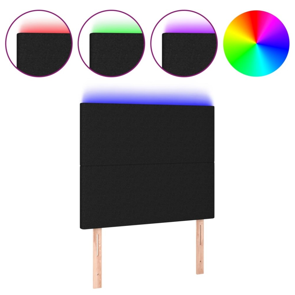 vidaXL Tăblie de pat cu LED, negru, 90x5x118/128 cm, textil