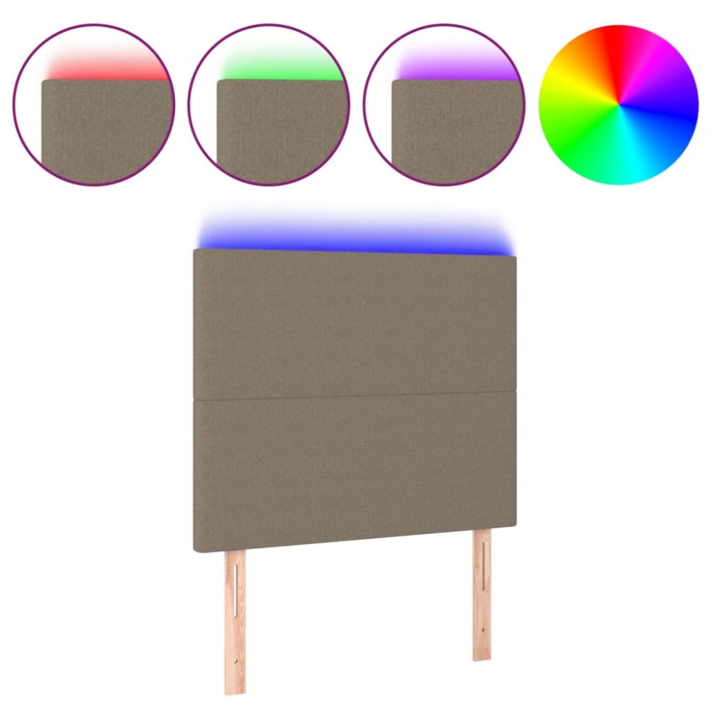 vidaXL Tăblie de pat cu LED, gri taupe, 90x5x118/128 cm, textil