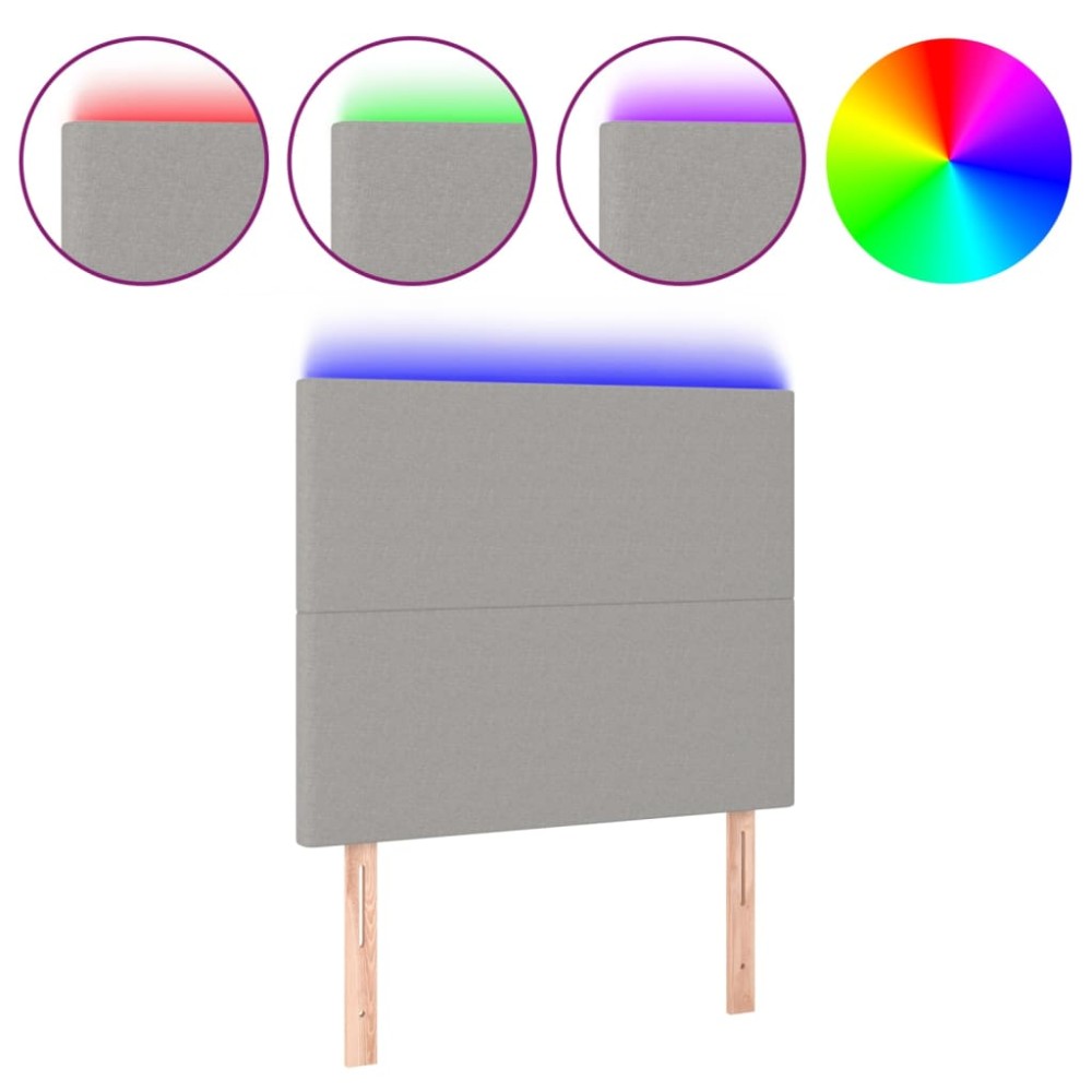 vidaXL Tăblie de pat cu LED, gri deschis, 100x5x118/128 cm, textil