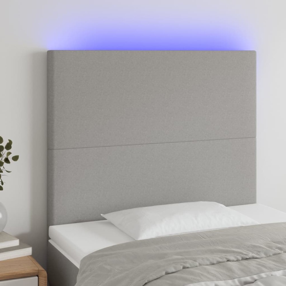 vidaXL Tăblie de pat cu LED, gri deschis, 100x5x118/128 cm, textil