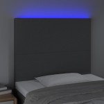 vidaXL Tăblie de pat cu LED, gri închis, 100x5x118/128 cm, textil vidaXL Tăblie de pat cu LED, gri închis, 100x5x118/128 cm, textil
