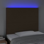 vidaXL Tăblie de pat cu LED, maro închis, 100x5x118/128 cm, textil vidaXL Tăblie de pat cu LED, maro închis, 100x5x118/128 cm, textil