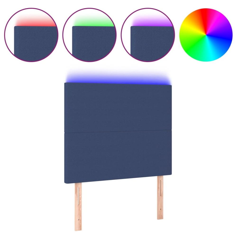 vidaXL Tăblie de pat cu LED, albastru, 100x5x118/128 cm, textil