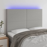 vidaXL Tăblie de pat cu LED, gri deschis, 144x5x118/128 cm, textil