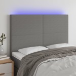 vidaXL Tăblie de pat cu LED, gri închis, 144x5x118/128 cm, textil vidaXL Tăblie de pat cu LED, gri închis, 144x5x118/128 cm, textil