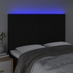 vidaXL Tăblie de pat cu LED, negru, 144x5x118/128 cm, textil vidaXL Tăblie de pat cu LED, negru, 144x5x118/128 cm, textil