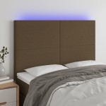 vidaXL Tăblie de pat cu LED, maro închis, 144x5x118/128 cm, textil vidaXL Tăblie de pat cu LED, maro închis, 144x5x118/128 cm, textil