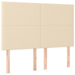 vidaXL Tăblie de pat cu LED, crem, 144x5x118/128 cm, textil