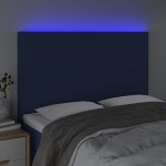 vidaXL Tăblie de pat cu LED, albastru, 144x5x118/128 cm, textil vidaXL Tăblie de pat cu LED, albastru, 144x5x118/128 cm, textil