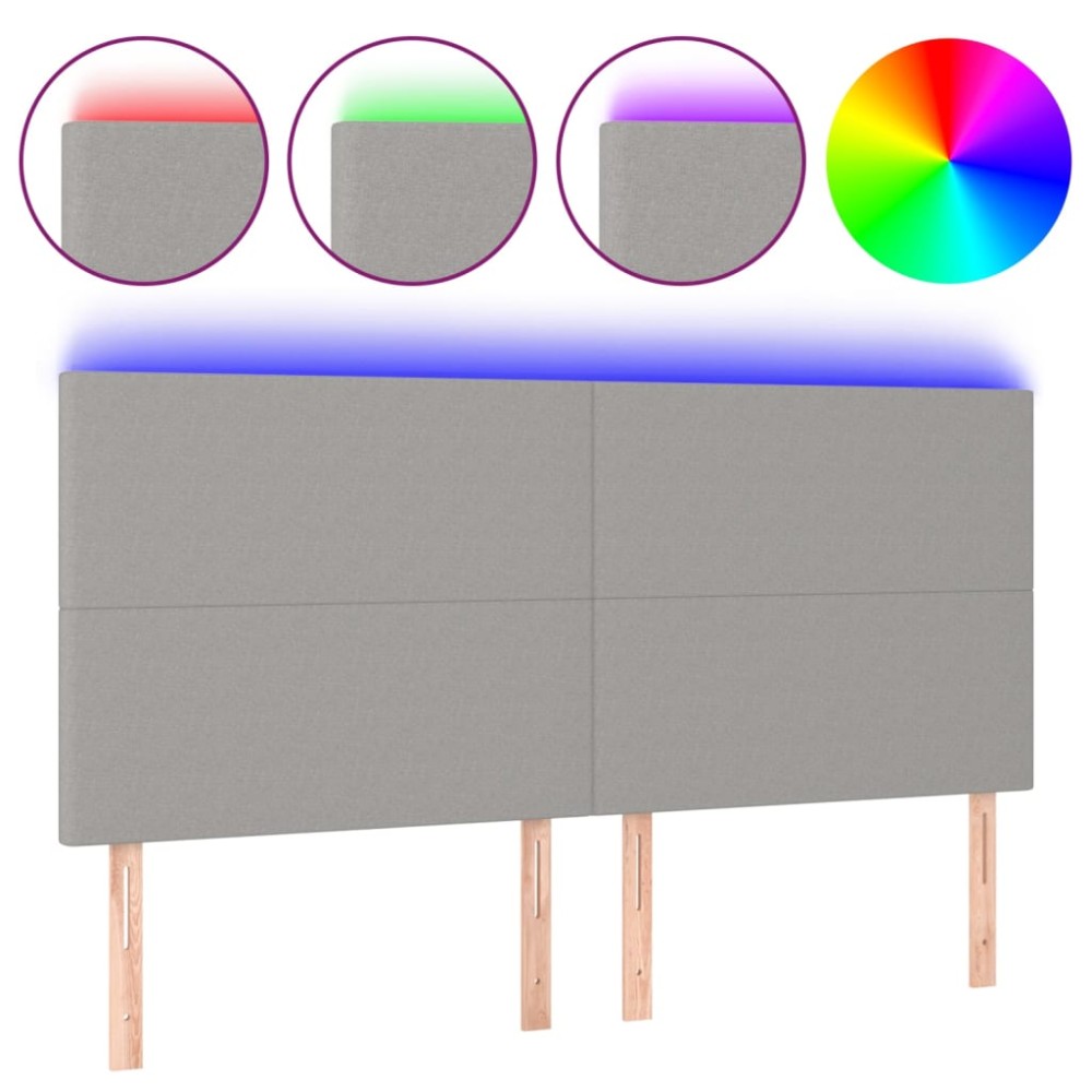 vidaXL Tăblie de pat cu LED, gri deschis, 160x5x118/128 cm, textil