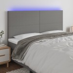 vidaXL Tăblie de pat cu LED, gri închis, 160x5x118/128 cm, textil vidaXL Tăblie de pat cu LED, gri închis, 160x5x118/128 cm, textil