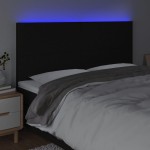 vidaXL Tăblie de pat cu LED, negru, 160x5x118/128 cm, textil vidaXL Tăblie de pat cu LED, negru, 160x5x118/128 cm, textil