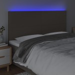 vidaXL Tăblie de pat cu LED, gri taupe, 160x5x118/128 cm, textil