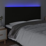 vidaXL Tăblie de pat cu LED, negru, 180x5x118/128 cm, textil vidaXL Tăblie de pat cu LED, negru, 180x5x118/128 cm, textil