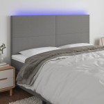 vidaXL Tăblie de pat cu LED, gri închis, 200x5x118/128 cm, textil vidaXL Tăblie de pat cu LED, gri închis, 200x5x118/128 cm, textil