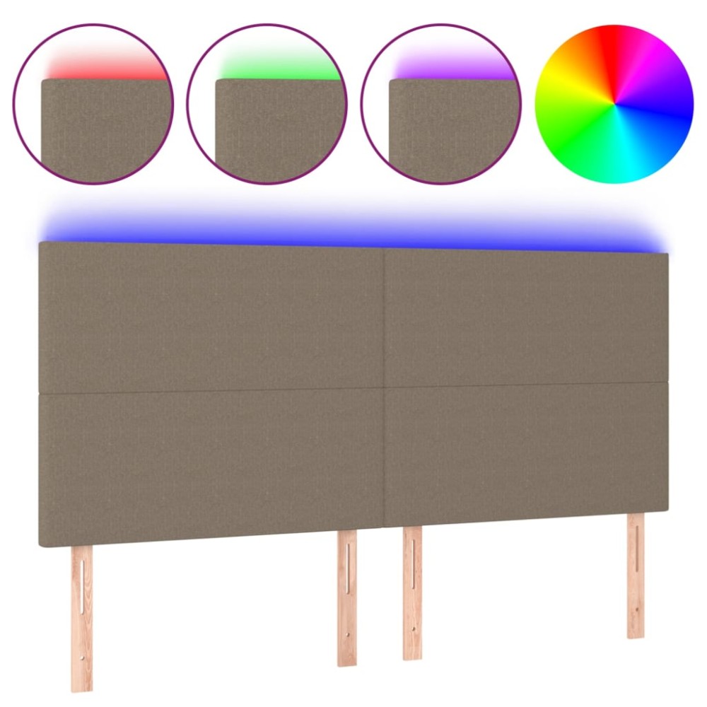 vidaXL Tăblie de pat cu LED, gri taupe, 200x5x118/128 cm, textil