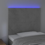 vidaXL Tăblie de pat cu LED, gri deschis, 80x5x118/128 cm, catifea vidaXL Tăblie de pat cu LED, gri deschis, 80x5x118/128 cm, catifea
