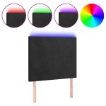 vidaXL Tăblie de pat cu LED, negru, 80x5x118/128 cm, catifea