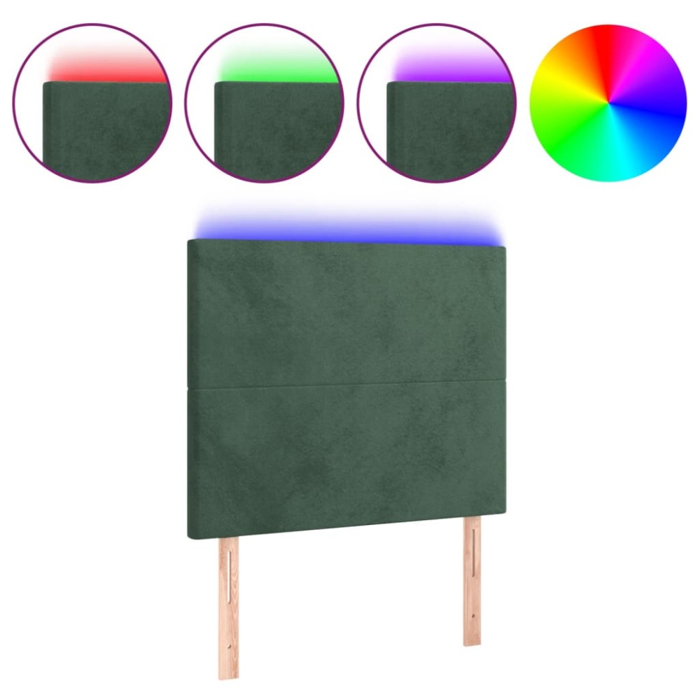 vidaXL Tăblie de pat cu LED, verde închis, 80x5x118/128 cm, catifea
