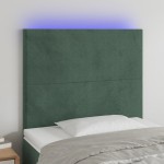 vidaXL Tăblie de pat cu LED, verde închis, 80x5x118/128 cm, catifea vidaXL Tăblie de pat cu LED, verde închis, 80x5x118/128 cm, catifea