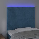 vidaXL Tăblie de pat cu LED, albastru închis, 80x5x118/128cm, catifea