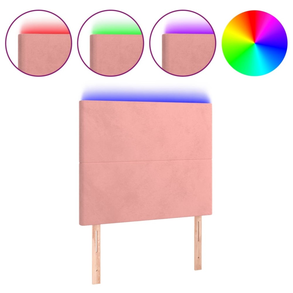 vidaXL Tăblie de pat cu LED, roz, 80x5x118/128 cm, catifea