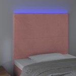 vidaXL Tăblie de pat cu LED, roz, 80x5x118/128 cm, catifea