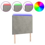 vidaXL Tăblie de pat cu LED, gri deschis, 90x5x118/128 cm, catifea vidaXL Tăblie de pat cu LED, gri deschis, 90x5x118/128 cm, catifea