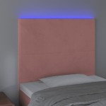 vidaXL Tăblie de pat cu LED, roz, 90x5x118/128 cm, catifea