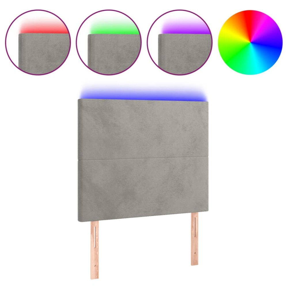 vidaXL Tăblie de pat cu LED, gri deschis, 100x5x118/128 cm, catifea